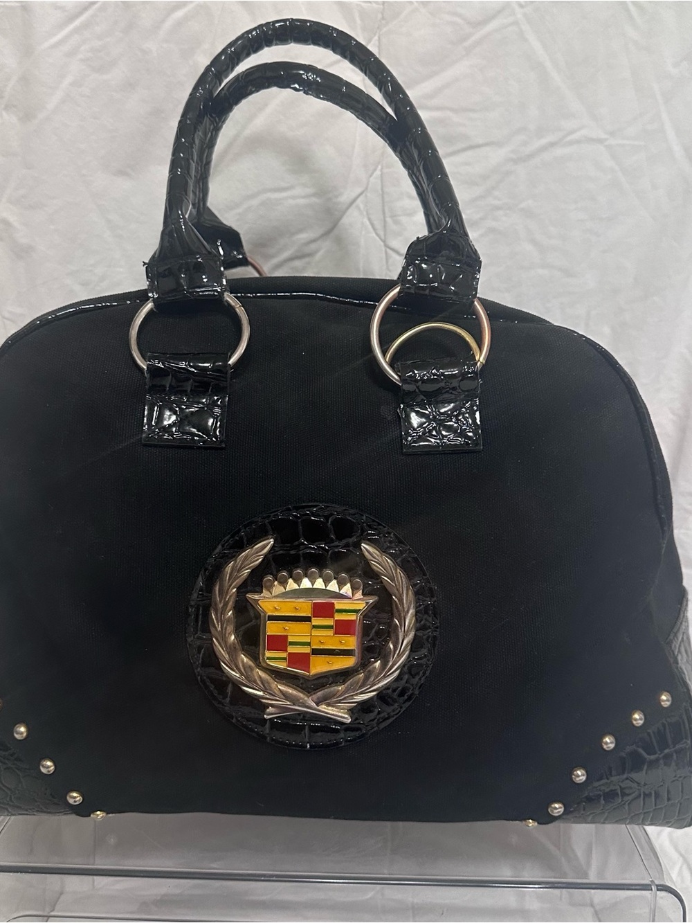 Crest Black Dome Satchel Bag